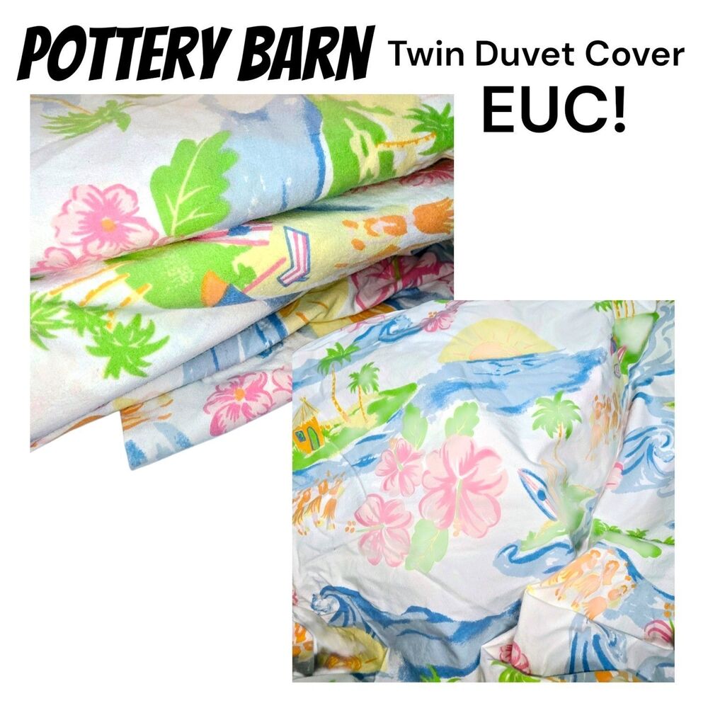 Pottery Barn Kids Garden Party Twin Flat Sheet Paisley White w/ Flowers Girls